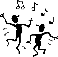 Dancing people with music notes